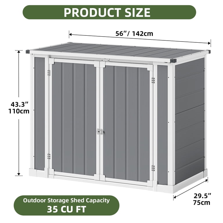 Dextrus 35Cu.ft Garden Shed, 4.7x2.5 FT, Weather Resistant Resin