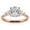 Pink, variant on Certified 2 Carat Round Cut Lab Created Moissanite Classic Three Stones Engagement Ring - Vintage Style Wedding Ring in 18K White Gold Plating over Silver