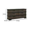 thumbnail image 3 of Benjara Acy 67 Inch Dresser, 6 Drawers, Brownish Gray, Black Wood, Bar Handles, 3 of 6