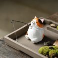 thumbnail image 4 of KGJQ Hand-Carved Wood Ornaments Fishing Cat Sculpture Miniature Solid Wood Desktop Decor Eco-Friendly Painted Cat Figurine for Home Office Gift, 4 of 8