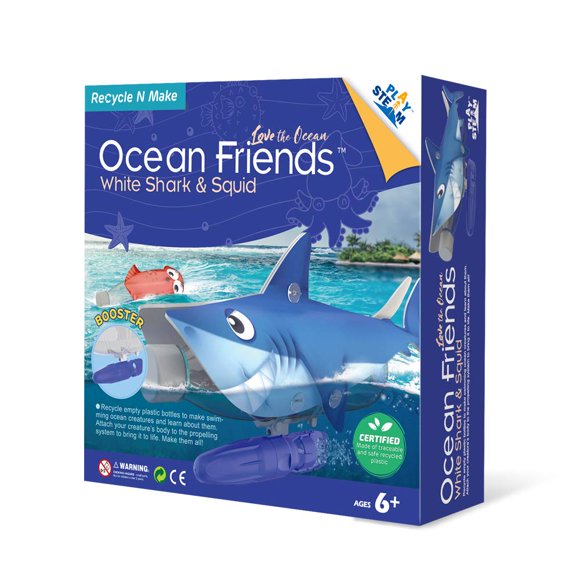 PLAYSTEAM Set de Tiburón Blanco y Calamar con Propulsión Submarina