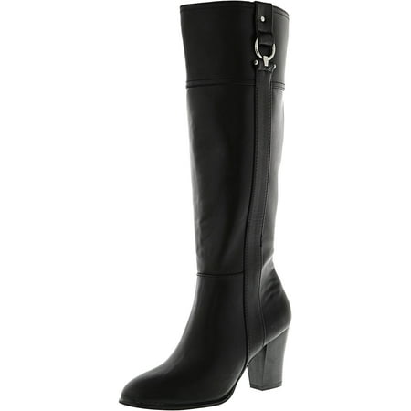 Leather Equestrian Boots - Alfani Women's Courtnee Wide Calf Black Knee-High Leather Equestrian Boot - 5.5M