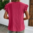 thumbnail image 6 of Womens Casual Summer Chiffon T Shirts Tie Neck Ruffle Short Sleeve Comfy Stretchy Work Office Blouses Tunic Tops, 6 of 6