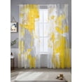 thumbnail image 2 of Yellow Gray Abstract Sheer Curtains for Living Room Bedroom, Light-filtering Sheer Curtain, Graffiti Brush Rod Pocket Voile Window Treatment Drapes, 52’’Wx96’’L, 2 Panels Set, 2 of 7