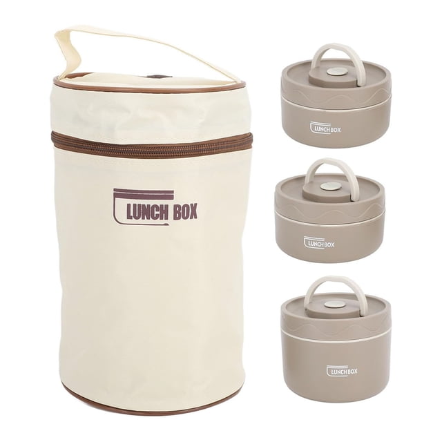 Contenedor de Almuerzo Aislado de Acero Inoxidable, Caja Sellada con Bolsa Térmica, Portátil y Multifuncional para el Trabajo, la Escuela y el Comedor Al Aire Libre (3