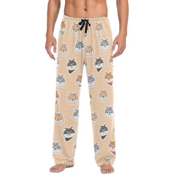 GZHJMY Cute Cartoon Dog Mens Pajama Pants, Comfortable and Soft Men Pajama Bottoms, with Pockets and Drawstring, Christmas New Year Birthday Father's Day