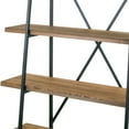 thumbnail image 4 of Ailis 71.5" Leaning Etagere Brown Pine Wood Metal Frame Bookcase Five-shelf Media Tower, 4 of 6
