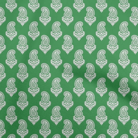 oneOone Cotton Poplin Green Fabric Block Craft Projects Decor Fabric Printed By The Yard 56 Inch Wide