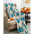 thumbnail image 4 of Fall Throw Blanket for Couch Watercolor Pumpkin Soft Fleece Flannel Blankets Cozy Lightweight Blanket for Sofa Living Room Thanksgiving Autumn Decor, Blue Bed Throws 60" x 80", 4 of 8