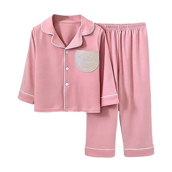 Wenfanal Kids Toddler Boy Pajamas Pj Set Toddler Girls Kids Pajamas Pjs Boys Long Sleeved Trousers Suit Comfortable Warm Casual Fashion Sports Suit Size 4-5 Years,Hot Pink