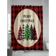thumbnail image 5 of Christmas Tree Standard Shower Curtain Set, Waterproof Shower Curtains for Bathroom, Green Xmas Tree Red Black Plaid Rustic Washable Fabric Cloth Bath Curtain for Bathtub with Hooks 72x72 Inches, 5 of 6
