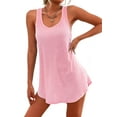 thumbnail image 3 of Trajes de Baño para Mujer, Vestidos de Playa Básicos, Sin Mangas, con Cuello en U, para Playa Rosa L, 3 of 9