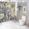 thumbnail image 7 of Orinice Elephant Flowers Watercolor Painting Bathroom Decor Set, Colorful Luxurious Graphic Print Polyester Fabric Fashion Shower Curtain Set with Hooks, Washable Shower Curtain 36x72, 7 of 7