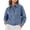 Light Blue, variant on Women's Lapel Zip Front Cropped Denim Jacket, Big Patch Pocket Long Sleeve Outerwear for Spring Fall Casual Use, Sizes S-2XL