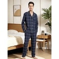 thumbnail image 6 of CHAOJISHE Men's Sleepwear Mens Long Sleeve Pajama Set Sleepwear Comfy Loungewear Lightweight Button Down Nightwear with Pants color blue，size：XXL, 6 of 9
