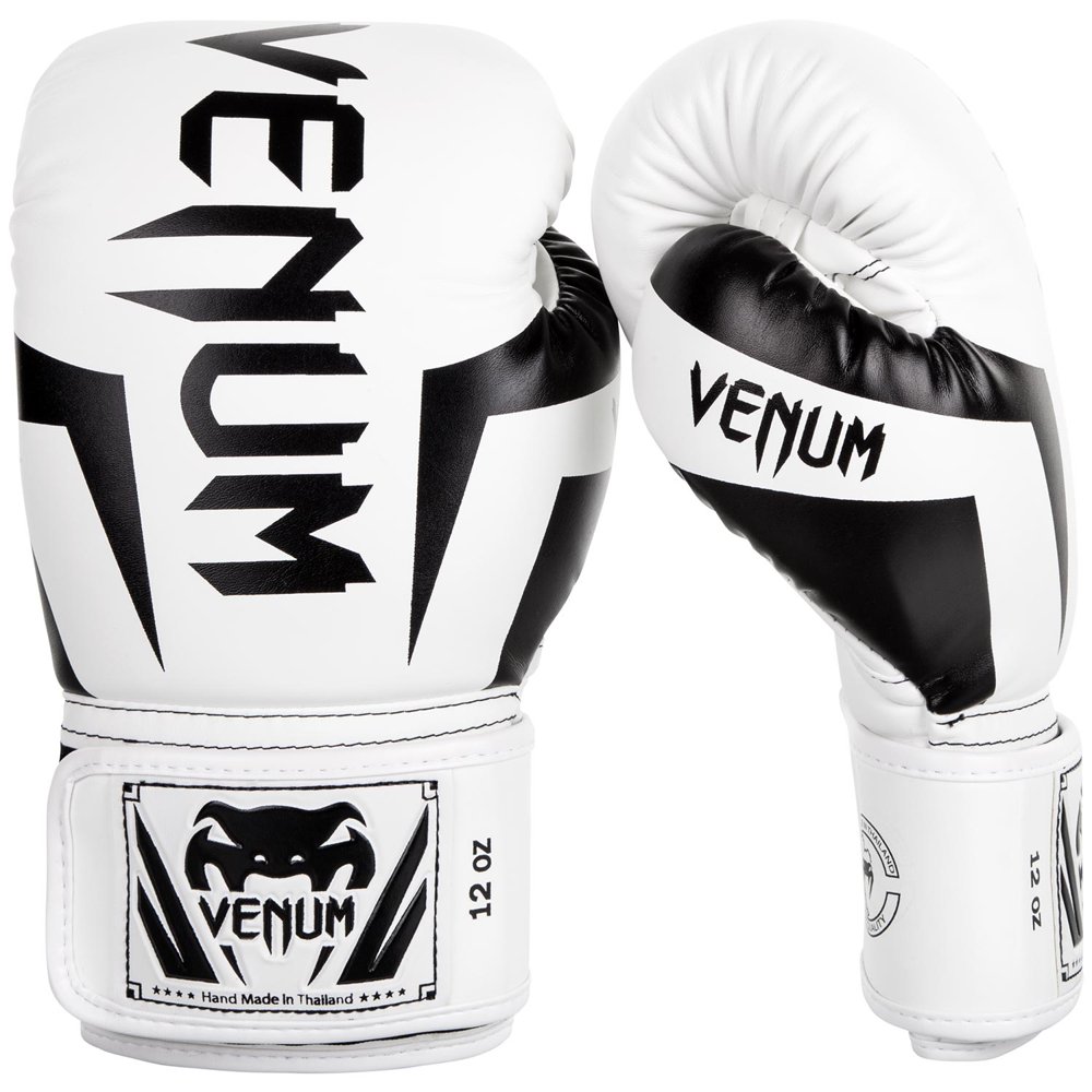 Venum Elite Hook and Loop Training Boxing Gloves 10 oz. White/Black