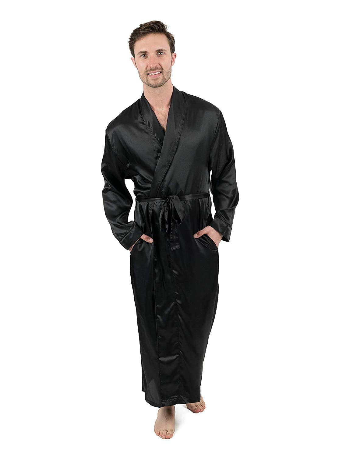 Leveret - Leveret Mens Robe Christmas Satin Robe Robe Black Size Small ...