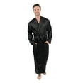 thumbnail image 3 of Leveret Mens Robe Christmas Satin Robe Robe Black Size XXX-Large, 3 of 8
