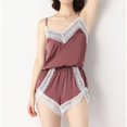 thumbnail image 2 of Ropa de dormir para mujer Conjunto de pijama de satén sexy Pijama con cuello en V de encaje blanco Sin mangas Lindo Cami Top y pantalones cortos de alta calidad xuanjing unisex, 2 of 2