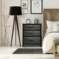 thumbnail image 2 of Sorbus Nightstand with 3 Drawers - Steel Frame, Wood Top & Easy Pull Fabric Bins - Perfect for Home, Bedroom, Office & College Dorm (Rustic Black), 2 of 5