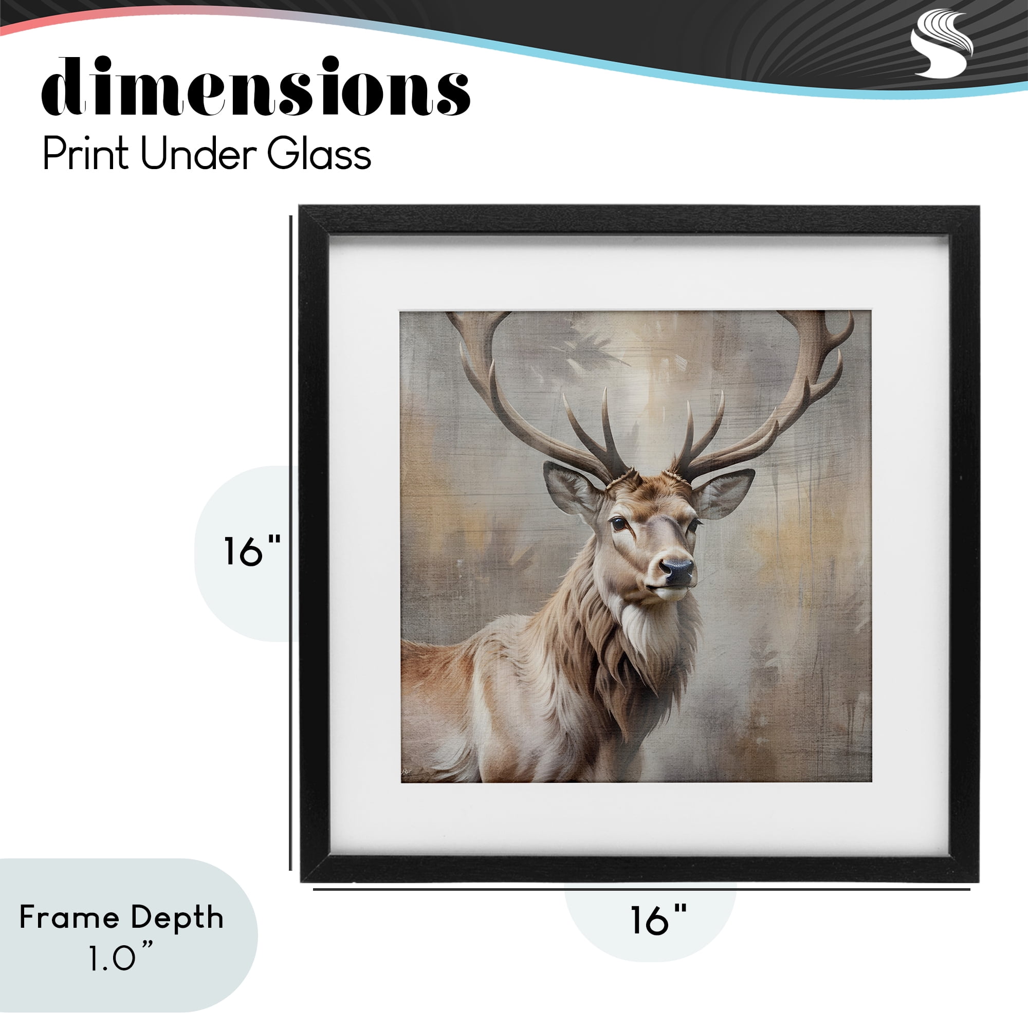 Stupell Industries Rustic Stag with Majestic Glance Black Framed Print Under Glass, design by Susan Arnot