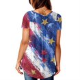 thumbnail image 4 of WTOBBY Women's Boho Pleated Short Sleeve Tunic Top, Loose Fit Casual V-Neck Floral Print Shirt for Summer and Independence Day Festivals,Blue L, 4 of 5