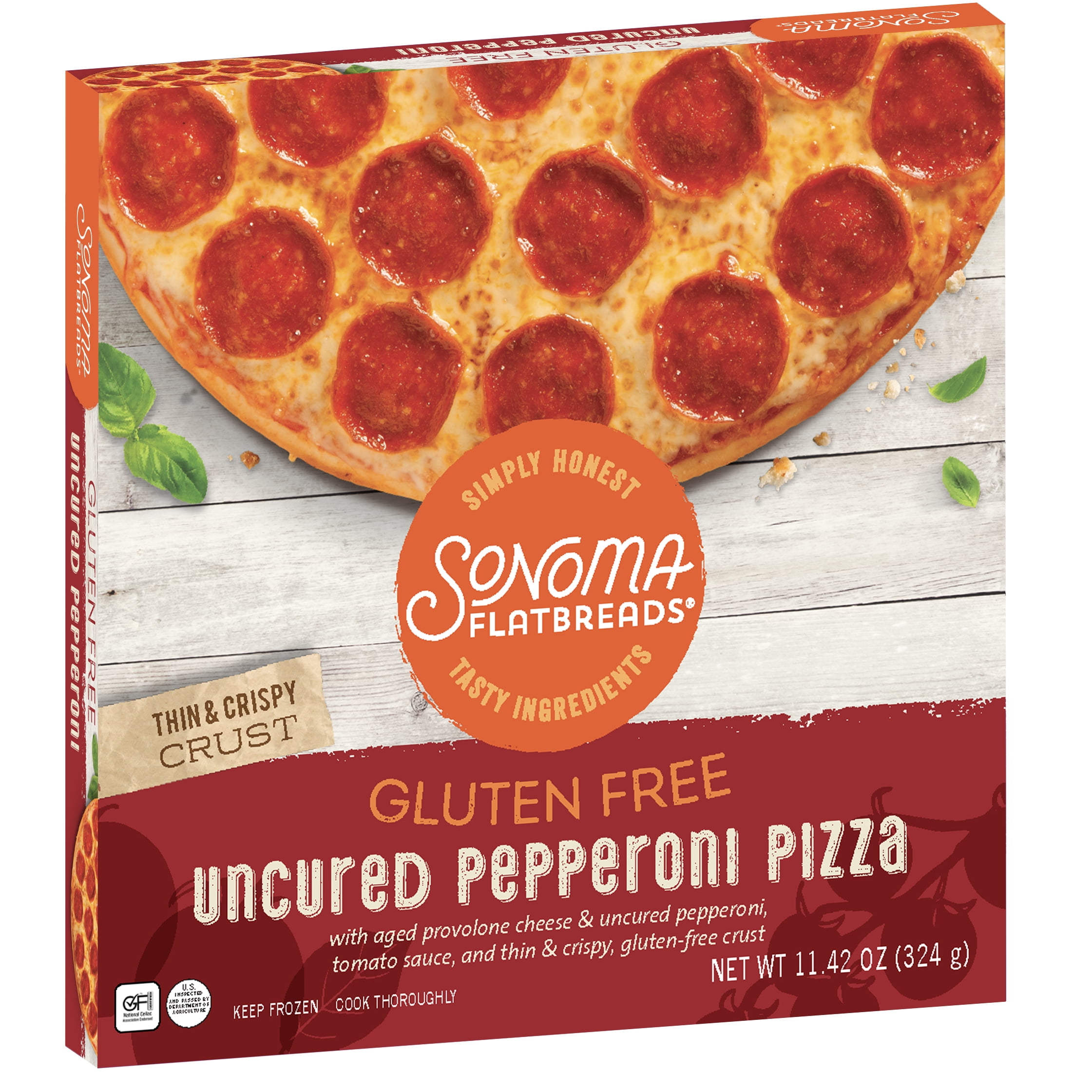 Sonoma Flatbreads Gluten Free Pepperoni, Marinara Sauce, 11.42 oz. (Frozen - Contains: Milk, Soy)