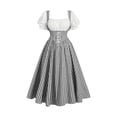thumbnail image 2 of Levmjia Women's Oktoberfest Dress Plus Size Gingham Checkered Dirndl Lace Up Front Puff Sleeve Square Neck Bavarian Costume for Women Beer Festival Autumn Dress, 2 of 7
