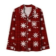 thumbnail image 6 of Mifsaly Womens Christmas Pajamas Sets Xmas Santa Print 2 Piece Pjs V-Neck Long Sleeve Sleepwear Button Down Loose Pullover Nightwear Breathable Cozy Wide Leg Pants 2025 Festival Lounge Homewear, 6 of 7