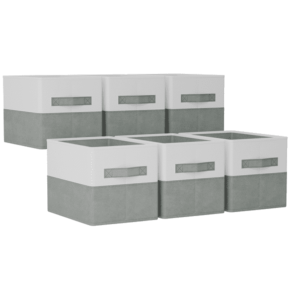 HEIHING Cube Storage Bins 6 Pack Foldable Fabric Storage Cubes with Handles Versatile Closet Organizers and Storage Bins for Clothes, Toys and Home Essentials, Gray