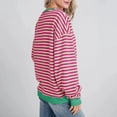 thumbnail image 4 of Women's Oversized Striped Color Blocking Long Sleeved Round Neck Sports Shirt Casual Loose Fitting Pullover Shirt Top, 4 of 4