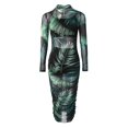 thumbnail image 6 of BJUTIR Dresses For Women 3Pcs Crop Top Short Skirt Set With Tropical Print Sheer Mesh Bodycon Long Dress, 6 of 7