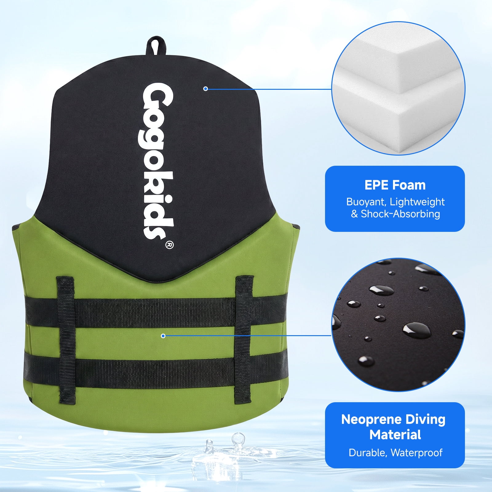 Gogokids Life Jacket Swim Vest for Adult Women men,Foldable Buoyancy Vest with Dual Buckle,Float Jacket for Boating,Kayaking,Swimming,Paddle and Fishing