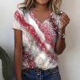 thumbnail image 1 of Femmes Tops Femmes Été Tops 2023 Mode Femme V-Cou Manches Courtes Blouse T-Shirt Été Impression en Vrac Tops Rouge L, 1 of 8