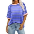 thumbnail image 2 of CaiJunJia T Shirts for Women,Women's Summer Soft T Shirt Cute Striped Graphic Loose Basic Tees Crew Neck Short Sleeve Casual Tops, 2 of 5