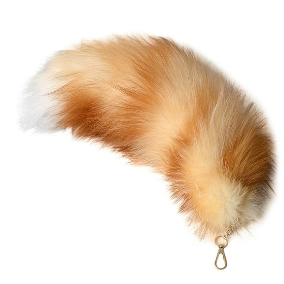 Fox Tail 15.75inch Animal Tail Shaggy Faux Fur Tail Realistic Fox Tail Keychain Decorative Therian Tail for Handbag Backpack Cosplay