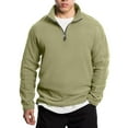 thumbnail image 2 of WTOBBY Men's Stand Collar Half Zip Fleece Sweatshirt, Plush Lined Winter Pullover for Cold Weather, Thermal Comfort Fit,Green XL, 2 of 6