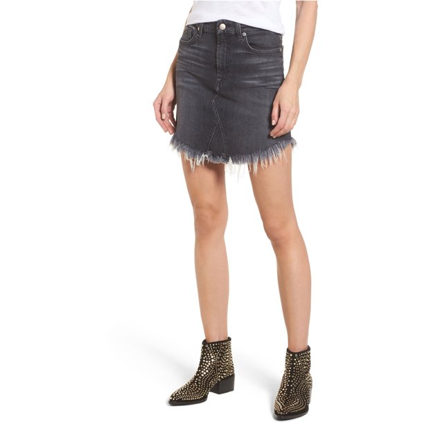 Falda de Mezclilla deshilachada 7 For All ManKind para Mujer Negro 29