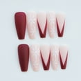 thumbnail image 2 of Christmas Decoration Fofosbeauty 24pcs Press on False Nails, Long Coffin Fake Nails, Snow French Red Matte, 2 of 8