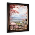 thumbnail image 2 of Designart "Window to Hiroshima in Pink IV" Landscapes Framed Wall Art - Traditional Pink Japan Living Room Framed Canvas Art, 2 of 6