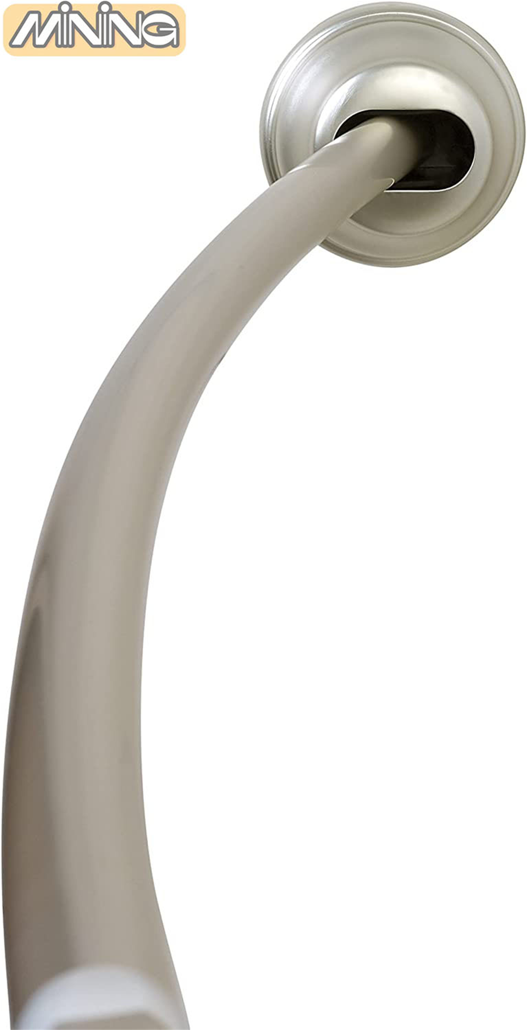 Rust proof aluminum tension mounting curved shower rod, bronze