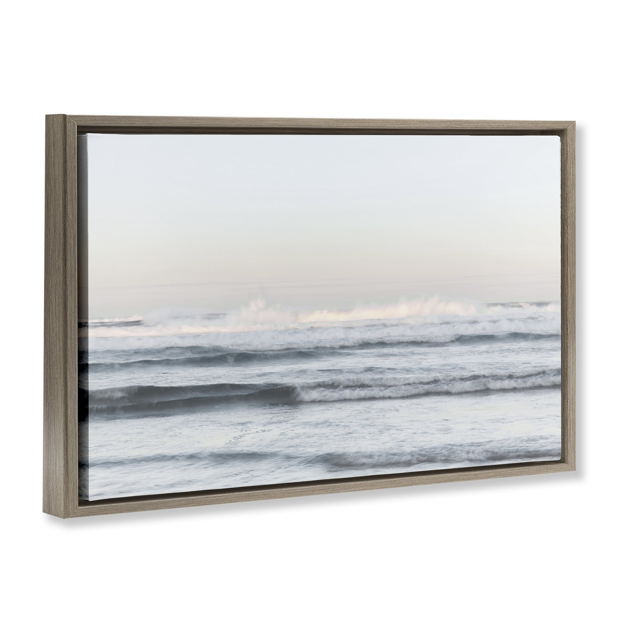 Stupell Industries Serene Ocean Waves Calmness Brown Framed Floater Canvas Wall Art, design by Melissa McClain
