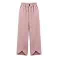 thumbnail image 2 of HomeDM Wide Leg Capri Pants for Women Casual Loose High Waisted with Pockets Pink Athletic Work Trousers Size XL, 2 of 7