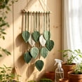 thumbnail image 2 of Macrame Wall Hanging Boho Woven Tapestry Chic Home Decor Wall Art，Modern Bohemian Handmade Leaf Feather Decoration for Apartment Dorm Living Room Bedroom 15.7"W X26.7"L, 2 of 5