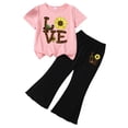 thumbnail image 4 of JUMEYU Dance Outfits for Girls Toddler Girl Clothes Girls Outfits Kids Set Short Sleeve Top Wide-Leg Pants Little Girls Clothing Set 4T 5T (B,4-5 Years), 4 of 4
