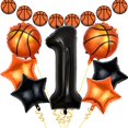 thumbnail image 1 of Set de decoración de primer cumpleaños con globos con números de baloncesto, 1 of 6