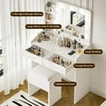 thumbnail image 4 of Vanity Desk with Mirror and Lights, Makeup Vanity with Power Outlet, 3 Lighting Modes Adjustable Brightness, Small Vanity Table Set with 2 Drawers, Makeup Table for Bedroom, 4 of 7