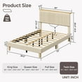 thumbnail image 3 of Bestier Twin Size Bed Frame Upholstered Corduroy Platform Bed with LED light & Adjustable Storage Headboard for Bedroom, Cream, 3 of 11