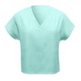 thumbnail image 4 of DuoJiaJ Women Summer Casual Split V Neckline Chiffon Blouses Loose Tunic Short Sleeve Tops Women’s V-Neck Tops Green, 4 of 4