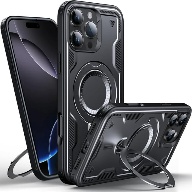 Diseñado para Funda Magnética para iPhone 16 Pro Max, Compatible con Magsafe, Resistente a Caídas de 10 pies, Resistente, con Soporte de Anillo Giratorio 360, Funda Protectora a Prueba de Golpes